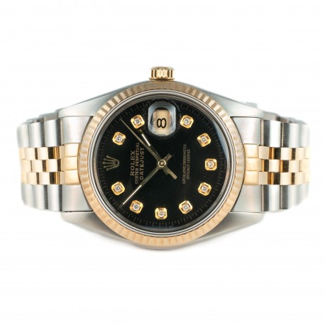 ROLEX DATEJUST OURO E AÇO COM DIAMANTES 36MM 1981