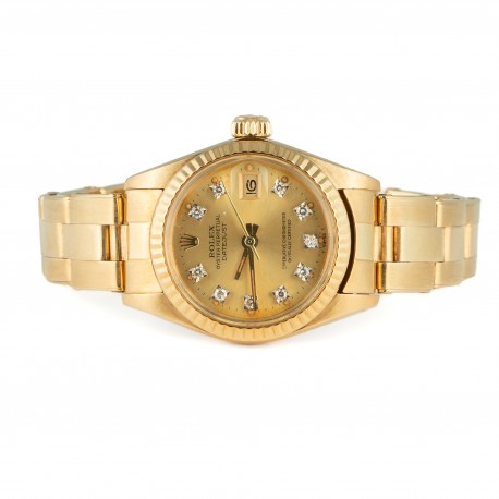 ROLEX LADY DATEJUST OURO 18K COM DIAMANTES 26MM 1981