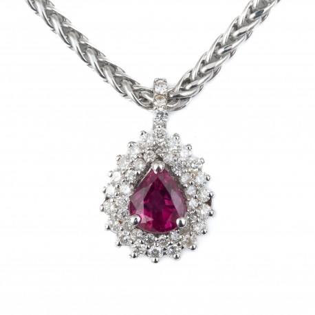 COLAR GOTA DE RUBI E DIAMANTES