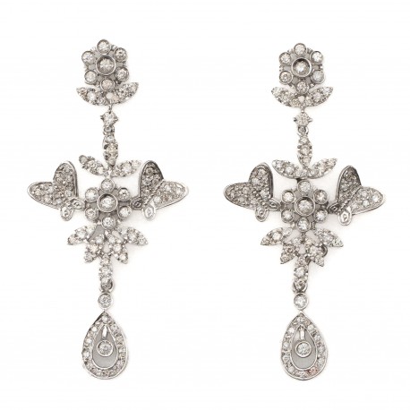 BRINCO FLORAL COM DIAMANTES