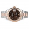 ROLEX DATEJUST OURO E AÇO 31MM CHOCOLATE COM DIAMANTES 2018