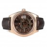 ROLEX SKY-DWELLER ROSE GOLD CHOCOLAT DIAL LEATHER 42MM 2015