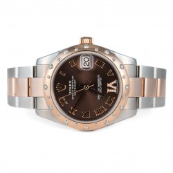 ROLEX DATEJUST OURO E AÇO 31MM CHOCOLATE COM DIAMANTES 2018
