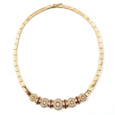 GARGANTILHA COM DIAMANTES E RUBIS