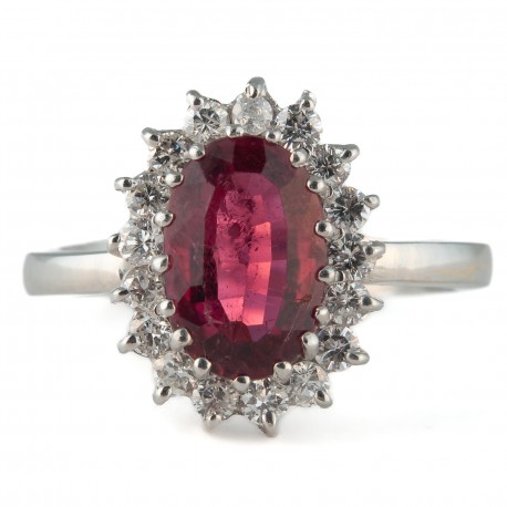 ANEL DE RUBELITA E DIAMANTES