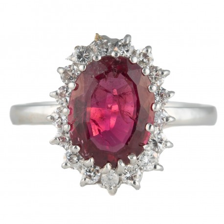 ANEL DE RUBELITA E DIAMANTES