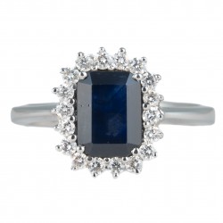 ANEL DE SAFIRA E DIAMANTES