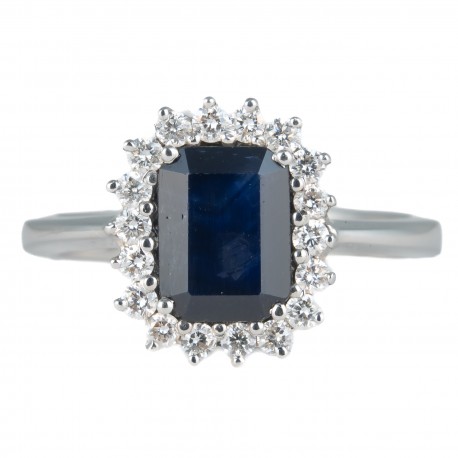 ANEL DE SAFIRA E DIAMANTES