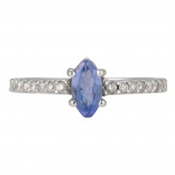 ANEL DE TANZANITA E DIAMANTES