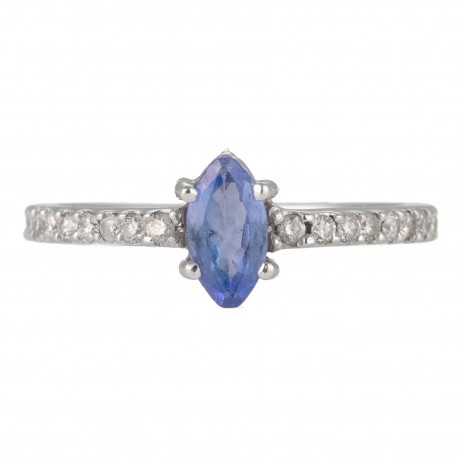 ANEL DE TANZANITA E DIAMANTES