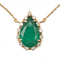 COLAR GOTA DE ESMERALDA COM DIAMANTES