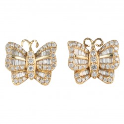BRINCO BORBOLETA COM DIAMANTES
