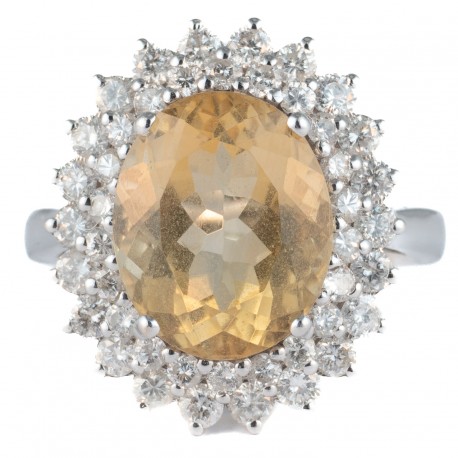ANEL CITRINO COM DIAMANTES