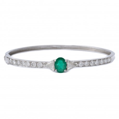 BRACELETE COM ESMERALDA E DIAMANTES
