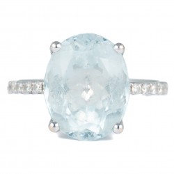 ANEL TOPÁZIO AZUL E DIAMANTES
