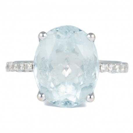 ANEL TOPÁZIO AZUL E DIAMANTES