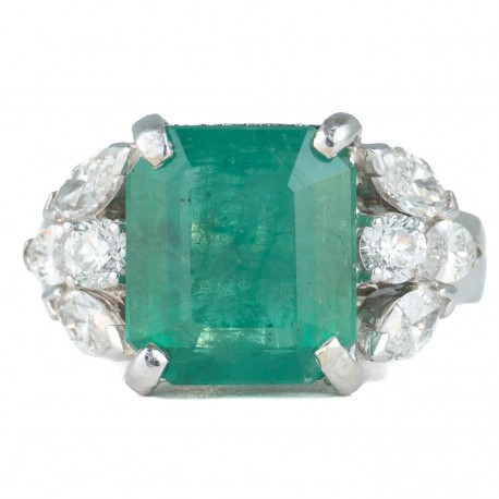 ANEL DE ESMERALDA E DIAMANTES