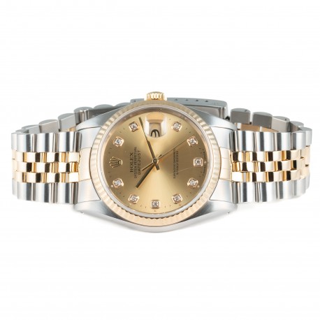 ROLEX DATEJUST OURO E AÇO COM DIAMANTES 36MM 1994