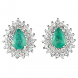 BRINCO GOTA DE ESMERALDA E DIAMANTES