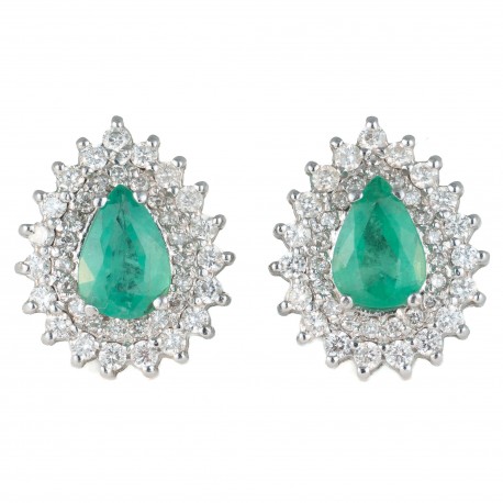 BRINCO GOTA DE ESMERALDA E DIAMANTES