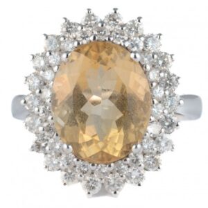 ANEL CITRINO COM DIAMANTES