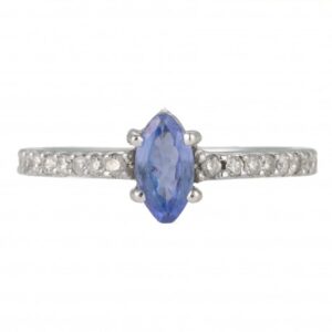 ANEL DE TANZANITA E DIAMANTES
