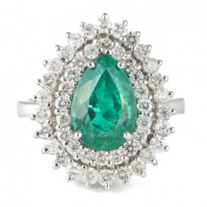 ANEL GOTA DE ESMERALDA E DIAMANTES