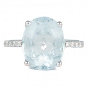 ANEL TOPÁZIO AZUL E DIAMANTES
