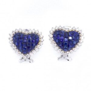 BRINCO CORAÇÃO DE SAFIRA E DIAMANTES