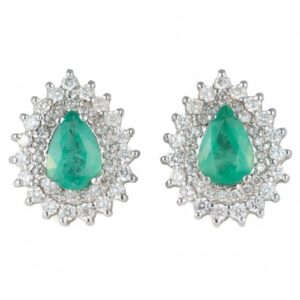 BRINCO GOTA DE ESMERALDA E DIAMANTES
