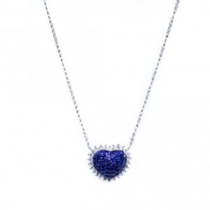 COLAR CORAÇÃO DE SAFIRA E DIAMANTES
